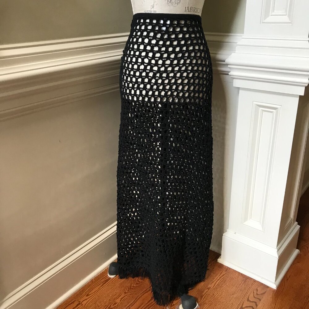 NWOT Marysia Crochet Maxi Skirt Cover Up Womens XXL Black Cotton Fringe Swim NEW - Picture 12 of 13